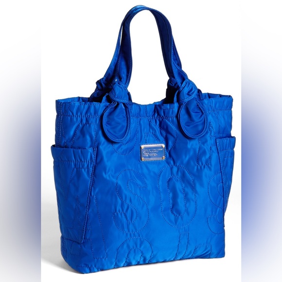 Marc Jacobs Quilted Nylon Bauhaus Blue Medium Tote - Picture 1 of 12
